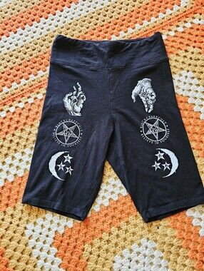 Blackcraft Cult Occult 666 Pentagram Moon Goth Graphic Bike Shorts